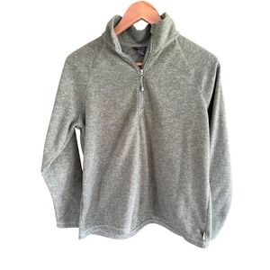 Eddie Bauer Womens PL Petite Large Sage Green Heathered Quarter Zip Fleece Top